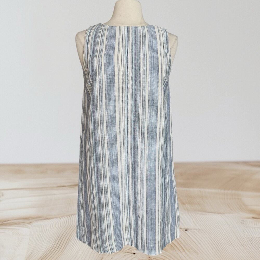Abbeline Preppy Striped Linen Blend Mini Sheath Dress Sz‎ M Lined Coastal Summer